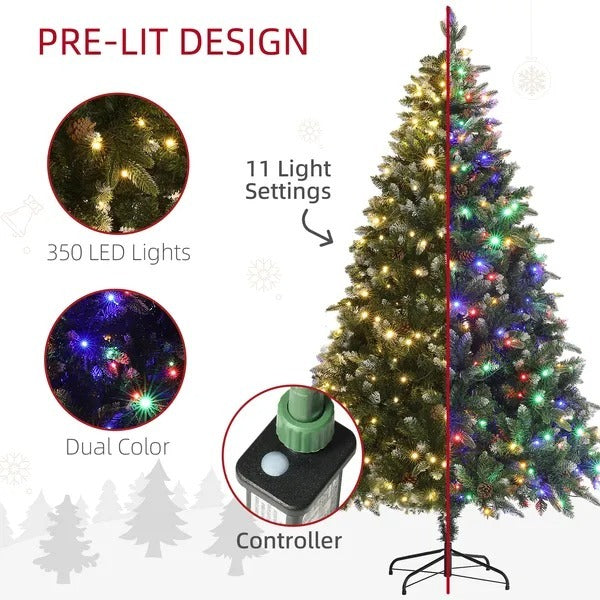 6 Foot Prelit Artificial Christmas Tree With Dual Colour LED Light, Hinged Xmas Tree For Home Office Holiday