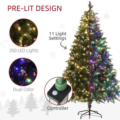 6 Foot Prelit Artificial Christmas Tree With Dual Colour LED Light, Hinged Xmas Tree For Home Office Holiday
