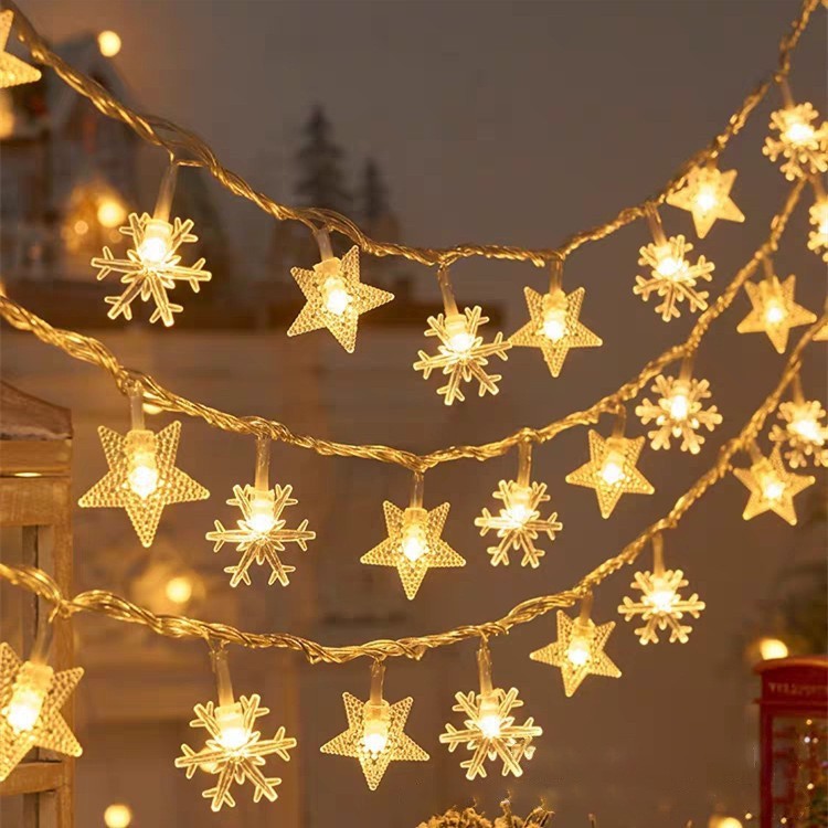 Led Elk Christmas Tree Snowflake Star Light String