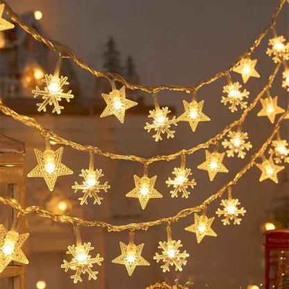 Led Elk Christmas Tree Snowflake Star Light String