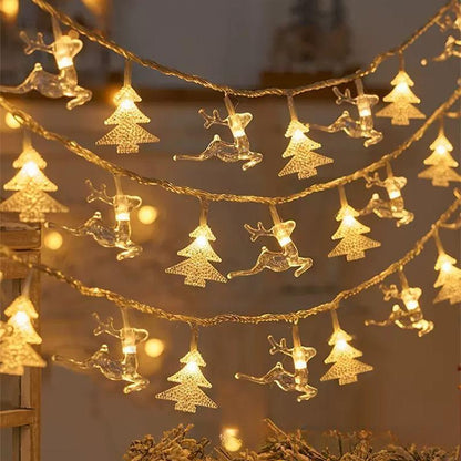 Led Elk Christmas Tree Snowflake Star Light String